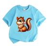 Cute Cartoon Chipmunk Print Kids Boys Girls Crew Neck Short Sleeve T-Shirt 100% Cotton Casual Soft Breathable Lightweight Summer Tees For Little Child