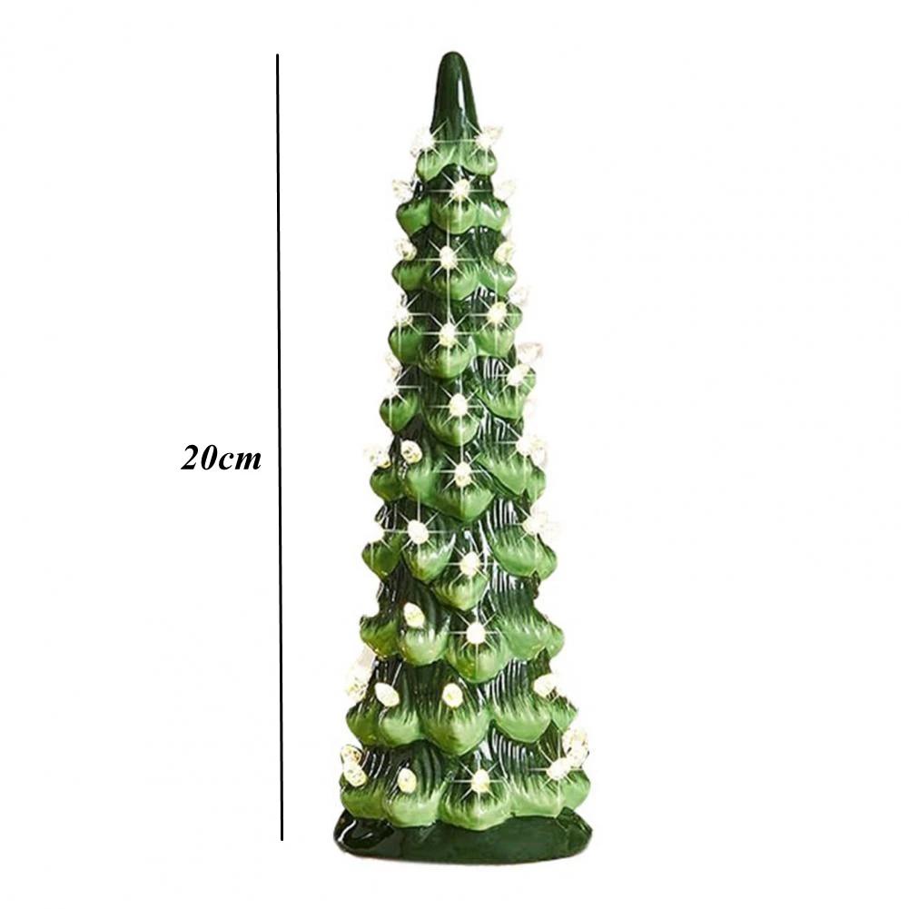 

Collectible Tree Decoration Colorful Led Mini Christmas Tree Figurine Resin Sculpture Ornament For Home Office Desktop