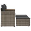 2 Seater Garden Sofa with Footstools Grey Poly Rattan