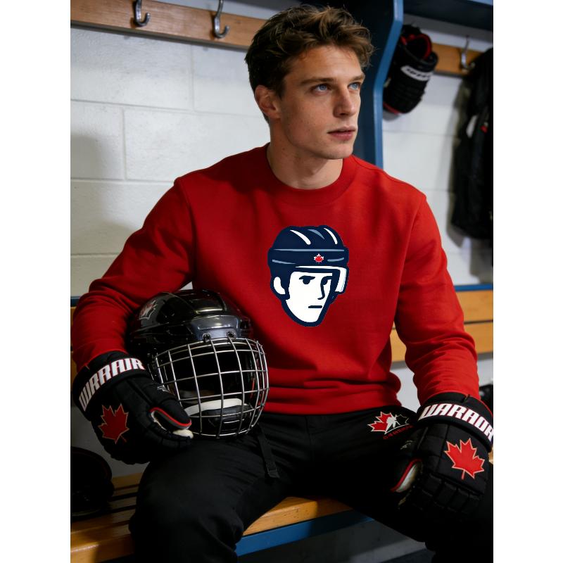 

Hockey Print Polyester Crew Neck Casual Sweatshirt Soft Touch Comfortable Lounge Top XXL червоний