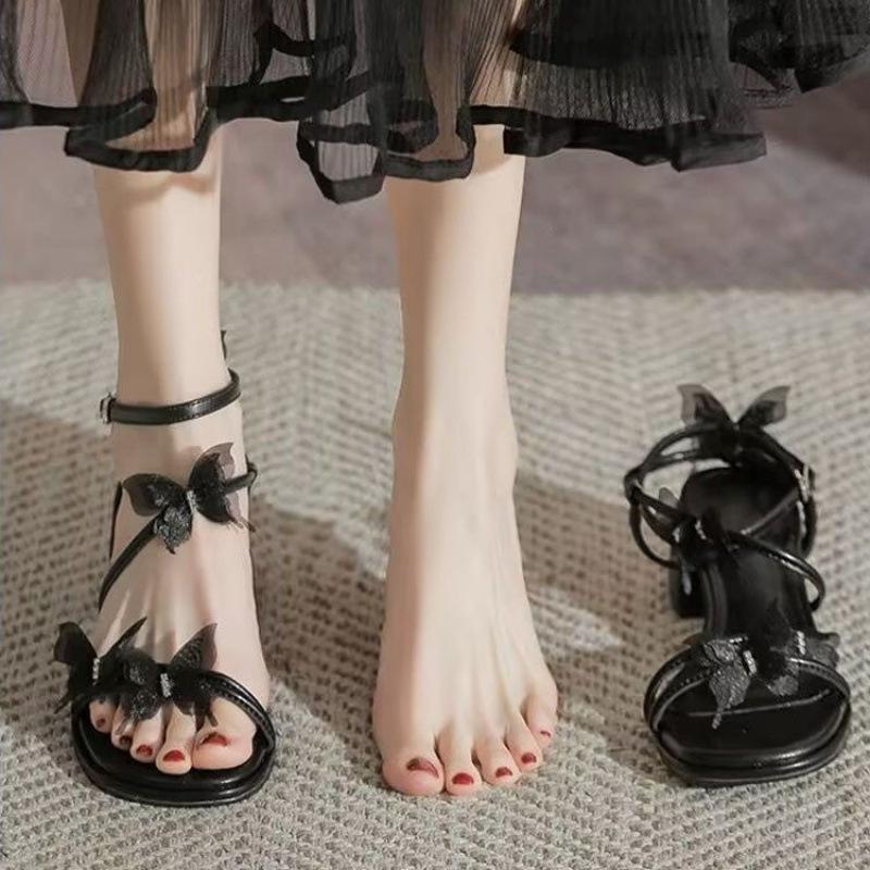 Französische Super-Feen-Temperament-Sandalen Damen-Oberbekleidung 2025 beliebt Sommer-Feen-Stil mit Rock Strass Schmetterling High Heels
