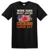 Labor Day T Shirt Work Hard But Just One Day Off Helmet American Flag Tee