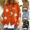 Autumn & Winter Chrysanthemum Embroidered Women's Knit Cardigan Sweater