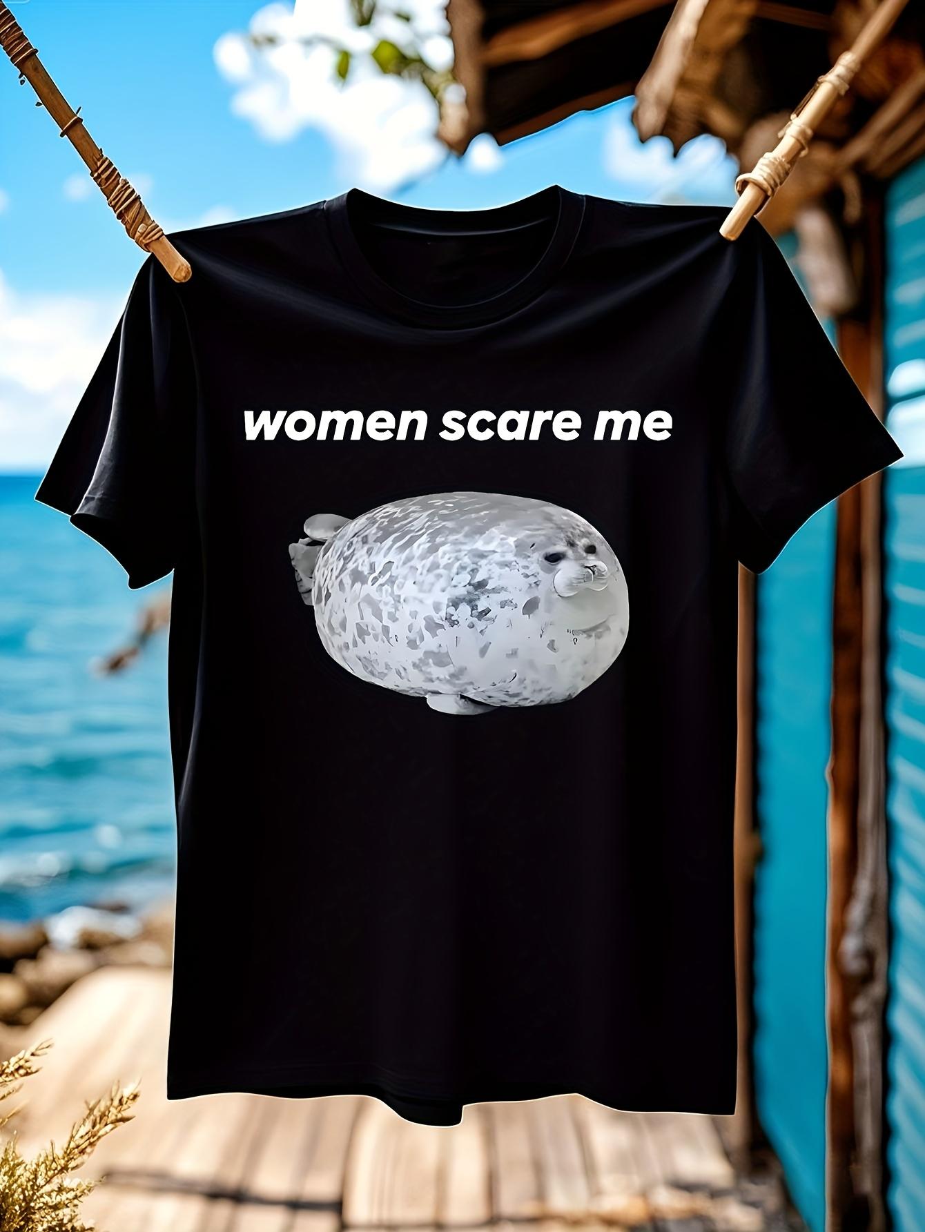 Funny Tshirt Funny Women Scare Me Dolphin Graphic Tshirt ... XXL