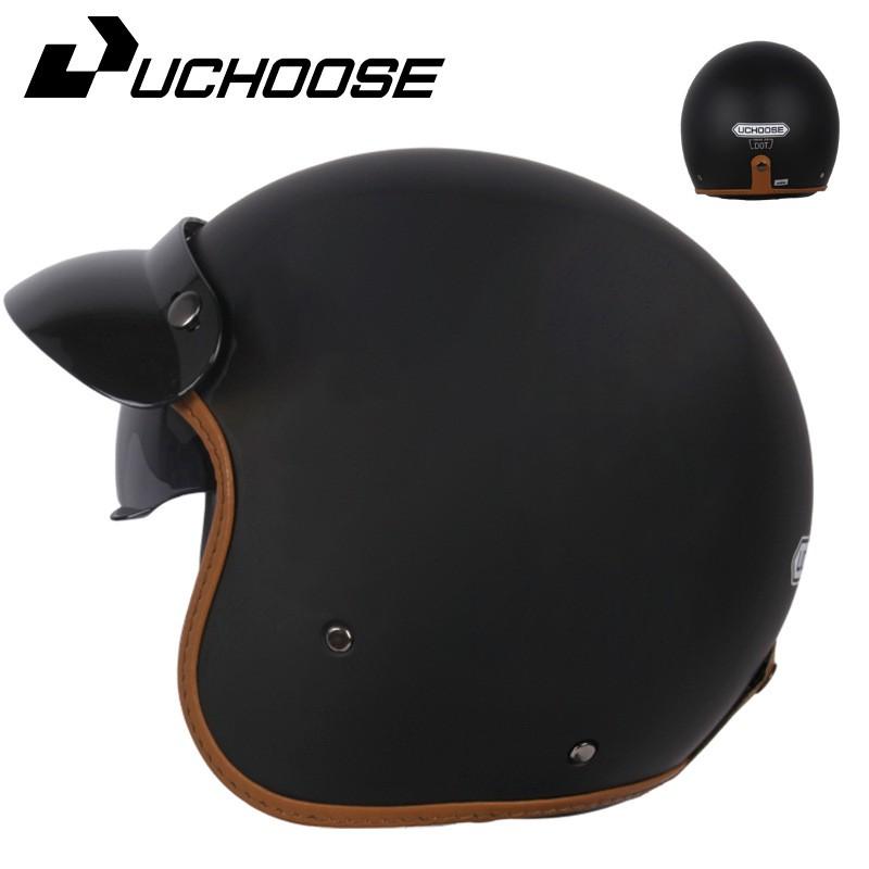 Vintage-Style Half Helmet Adults Unisex Motorcycle Scooter Riding DOT Certified ABS Safety