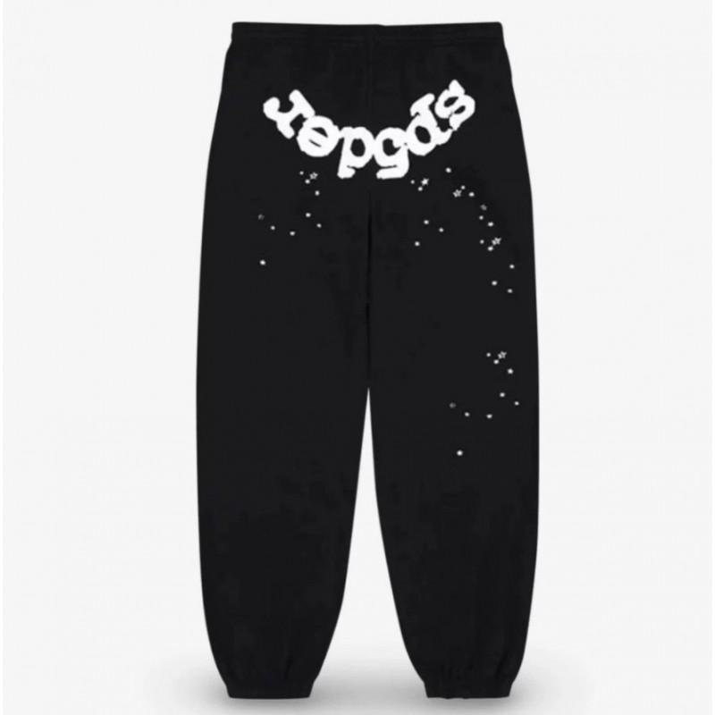 Heavyweight Fleece Lined Sweatpants Men Streetwear Spider Web Print Casual Pants