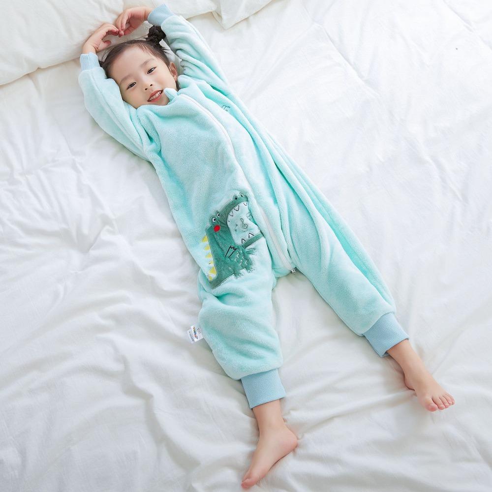 Pigiama a gamba divisa per bambini Autunno Inverno Tutina in flanella per neonati Sacco a pelo per neonati e bambini Tuta