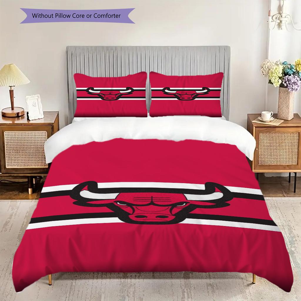 Set da tre pezzi Logo Chicago Bulls(1 * copripiumino + 2 * federa, senza nucleo) Copripiumino e federa regalo di Natale compleanno
