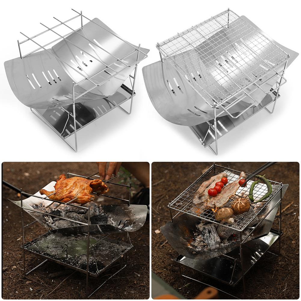 Bonfire Stand Portable Camping Fire Grill Folding Outdoor Wood Burner Stainless Steel Campfire Stove for Outdoor Backyards