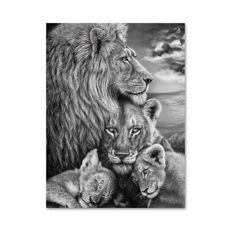 Modern Animal Lovely Lion Canvas Painting Posters and Prints Wall Art Pictures for Living Room Home Decoration Cuadros