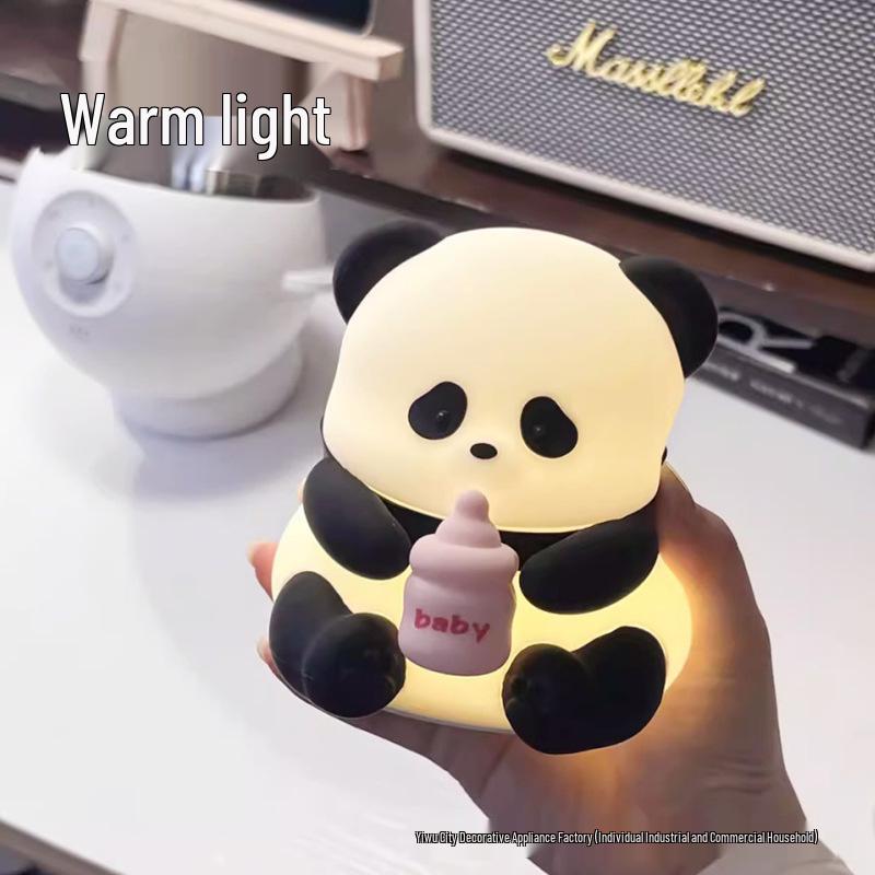 Panda Huahua Silicone Night Light: Soft Glow Sleep Companion & Children's Toy Gift