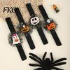 Fun Costume Wristbands Stuffed Halloween Slap Bracelets for Kids, Plush Pumpkin Ghost Skull Cute Wrist Kids Band with Sequin Mesh Holiday Party