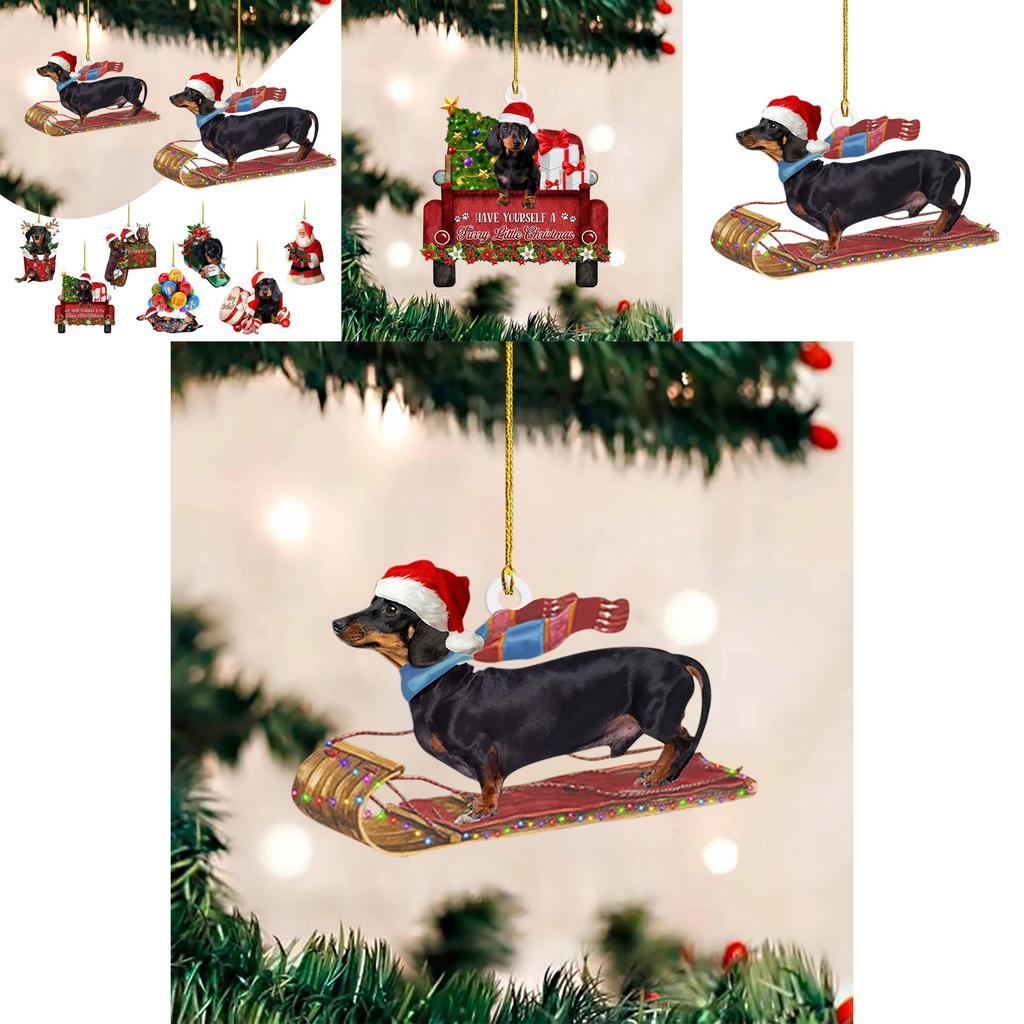 Adorable 2023 New Christmas Dachshund Series Tree Ornament For Home And Car Decor