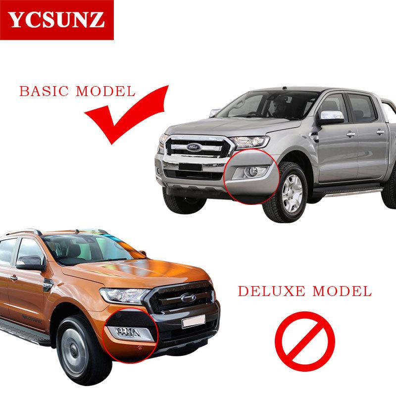 For Ford Ranger Wildtrak T7 2016 2017 2018 ABS Matte Black Fog Lights Cover Exterior Accessories