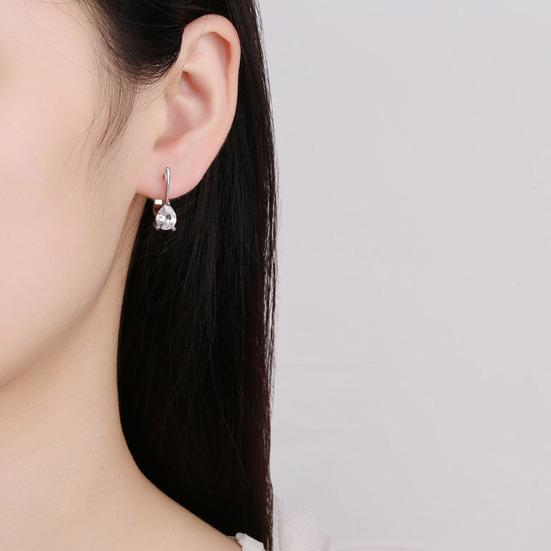 1 Pair Women Earrings, Cubic Zirconia Drop-Shaped Earrings, Ear-Buckle Closure Wedding Earrings, Anti-fade Earrings Jewelry