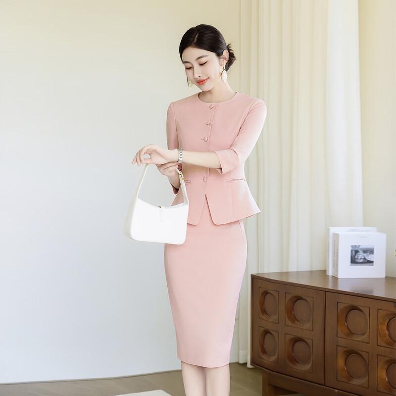 Taluoman Cherry Blossom Pink Seven-Sleeve Blazer Set for Women
