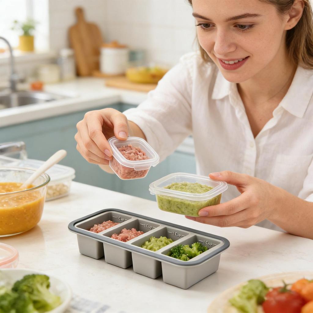Silicone Freezer Trays with Lid Heat Resistant Easy Release Soup Freezer Containers for Sauce Broth Rice Liquid Leftover Butter