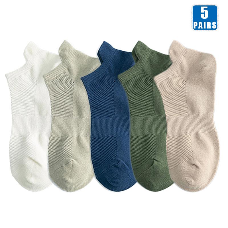 5 Pairs High Quality Men Cotton Breathable Fashion Colorful Leisure Boat Sock Short Sock Solid Color Socks For Male Ankle