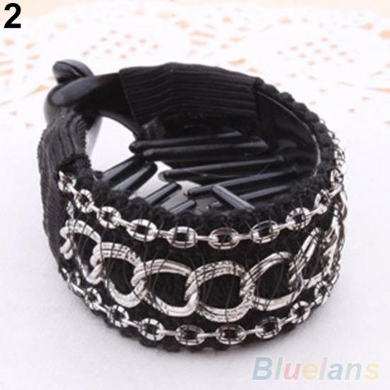 Women Girl Fashion Chain Fabrics Hair Clip Hair Barrette Ponytail Holder Buckle