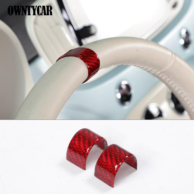 

For Fiat 500 2007-2026 For Abarth 595 695 2017-2026 Real Carbon Fiber Car Steering Wheel Ring Trim Sticker Accessories