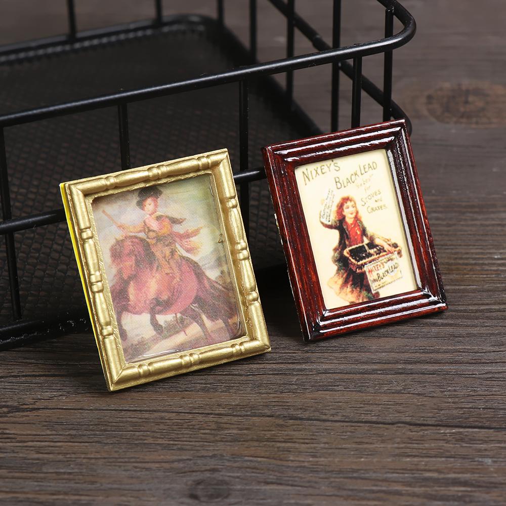 1:12 Scale Dollhouse Miniature Oil Painting Vintage Character Landscape Picture Mini Photo Frame Dollhouse Wall Mural Ornaments