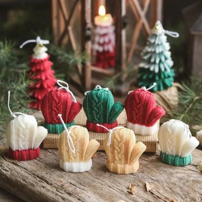 Christmas Wool Gloves Scented Candles Holiday Gifts Instagram Photo Props DIY Creative Incense Candle Pillar Jars with Wholesale