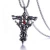 Stainless Steel Jewelry Double Dragon Sword Titanium Steel Pendant Necklace Pendant Retro Punk Cross Transit Chic Fashionable Male AccessoriesFashion
