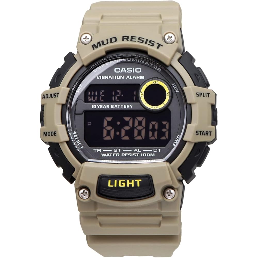 Casio Standard Digital Men's Watch TRT-110H-5BV Sand Khaki Vibrating Alarm Mud Resistant