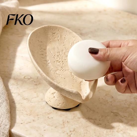 Lotus Leaf Soap Dish Holder, Self Draining Box, Elegant Nordic Style Decorative Container, for Home Bathroom Countertop Non Slip
