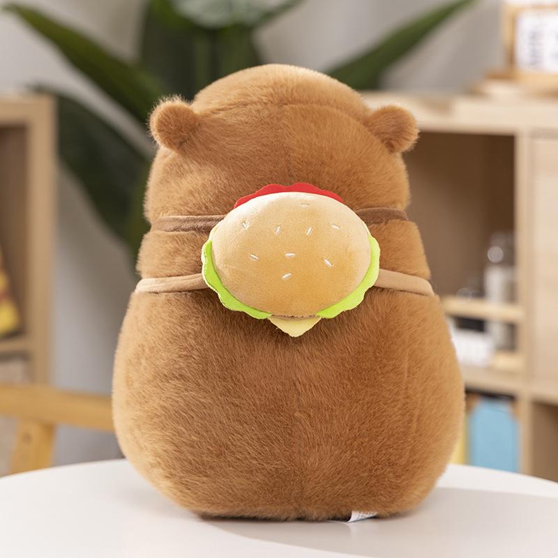 Cute Kapibala Hamburger Backpack Capybara Doll Plush Toy Guinea Pig Doll Children's Pillow Girl