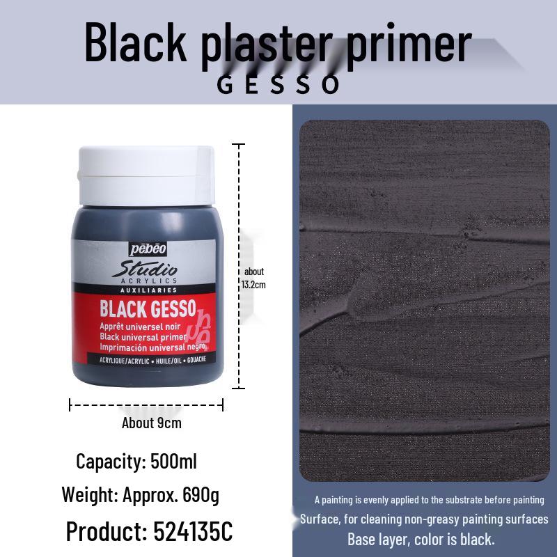 Pebeo Professional Acrylic Paint Accessories: White & Black Plaster Primer Gesso Undercoat