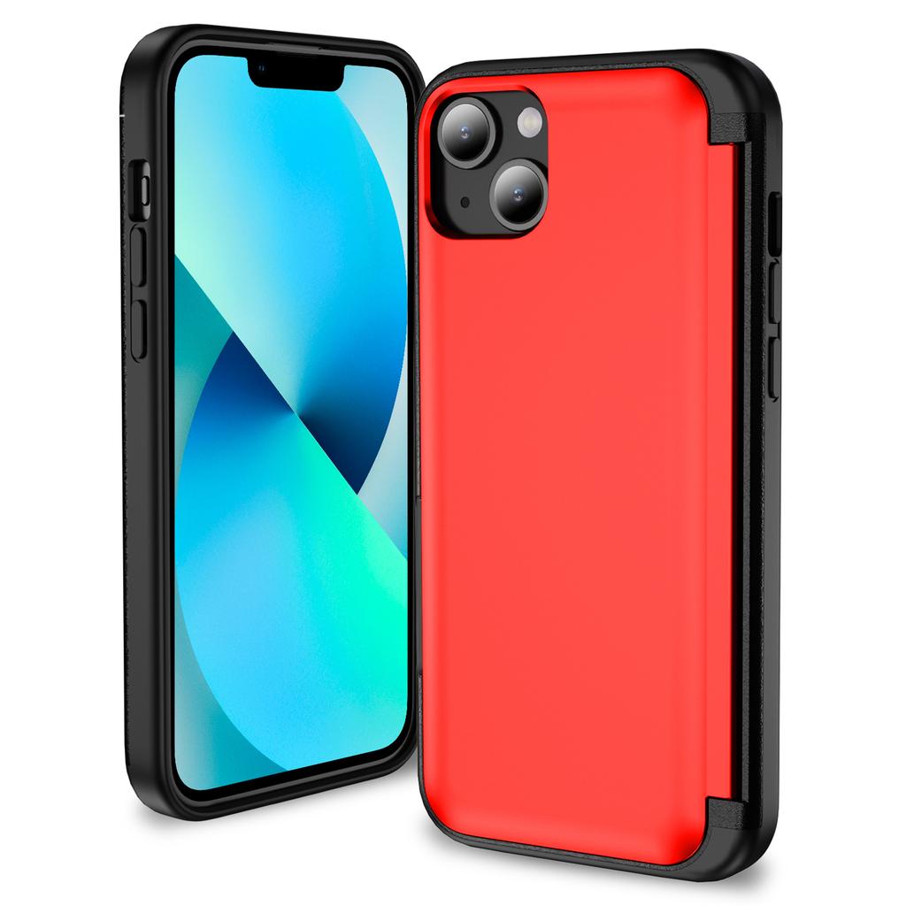 For iPhone 13/14 Kickstand Phone Case Slim-Fit TPU+PC Phone Cover with Card Holder