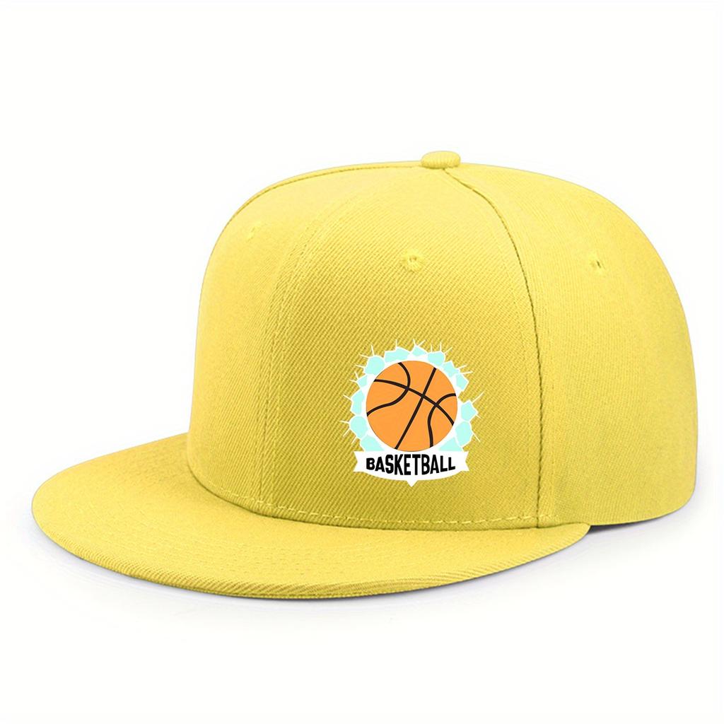 Basketball Graphic Snapback Cap Polyester Flat Brim Hip Hop Hat for Unisex Casual Streetwear