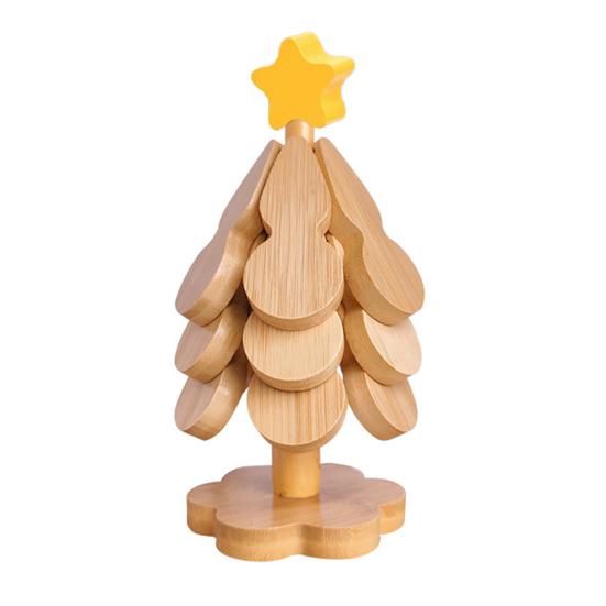 Tree Shape Wooden Trivets Set Foldable Kitchen Coasters Creative Heat Resistant Hot Pot Holders Decorative Placemat for Home Kitchen Restaurant