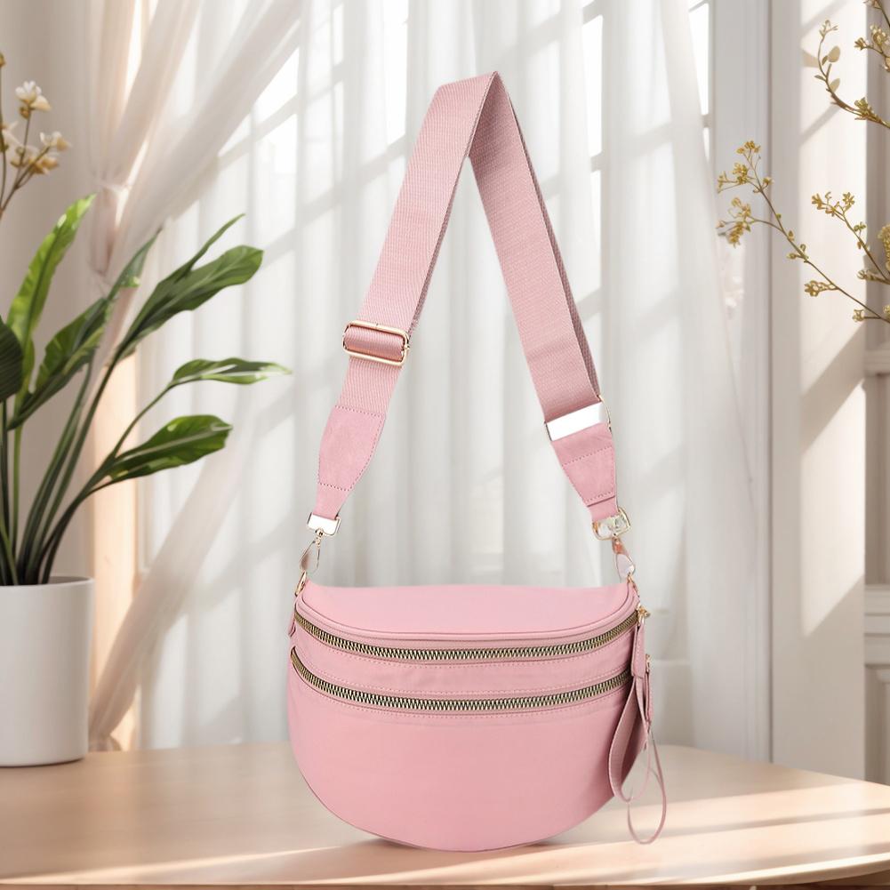 

Nylon Trendy Bum Bag with Adjustable and Removable Strap Spacious Fanny Packs Solid Sling Bag for Women розовый