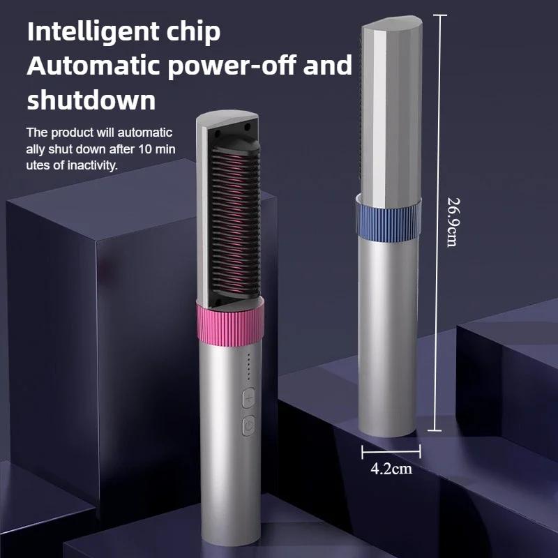 Trådlös Hårplattång Varm Kam Anti-skållning Professionell Elektrisk Borste Slät Hårstil Järn Negativ Jon Hårvårdskam Ny