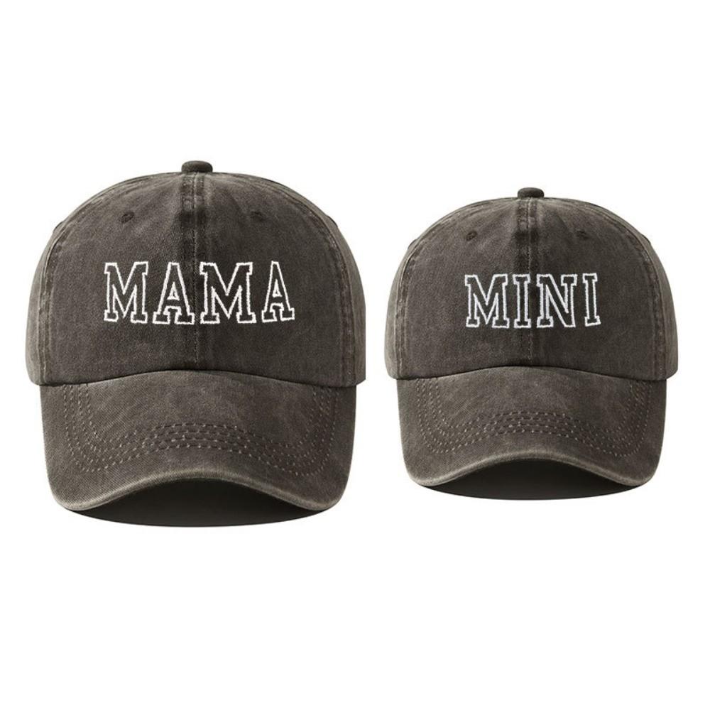 Fashion Washed Cotton MAMA MINI Embroidery Caps Vintage Breathable Baseball Cap Adjustable Outdoor Sunscreen Hats