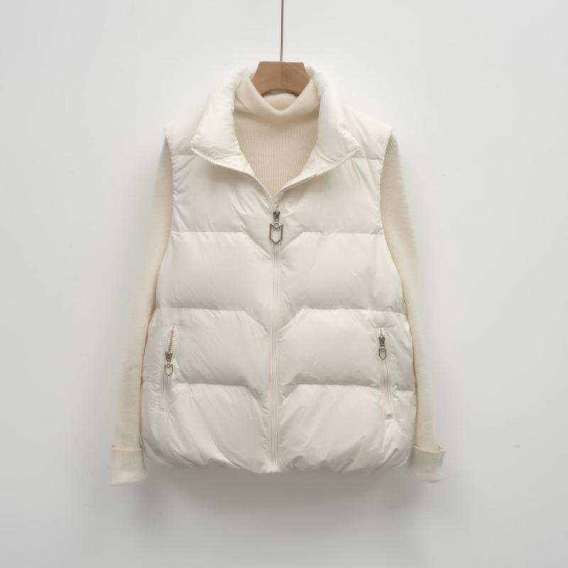 Autumn and Winter Women's Loose Stand-up Collar Waistcoat Women's Vest Simple Duck Down Jacket