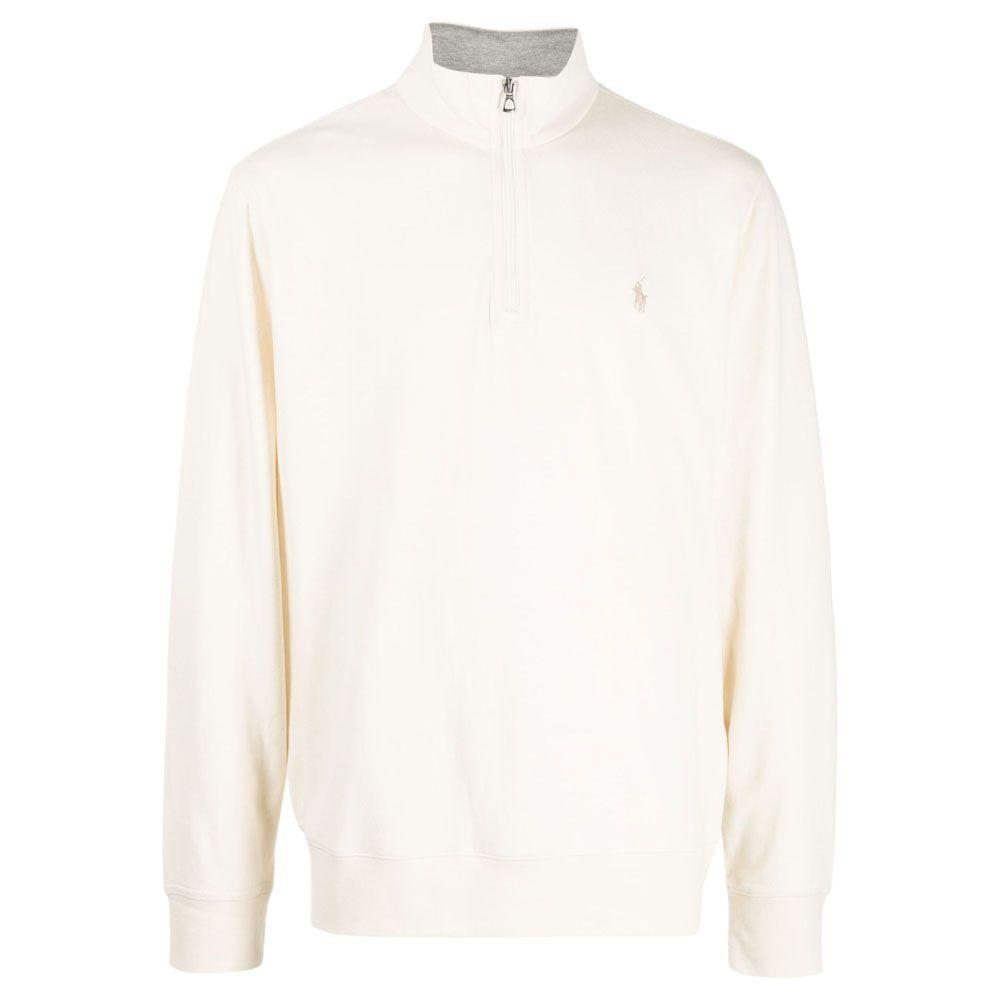 

Polo Ralph Lauren SS23 однотонный свитер с воротником-стойкой и застежкой-молнией на половину длины, мужской свитер цвета слоновой кости 710812963-049 XXL