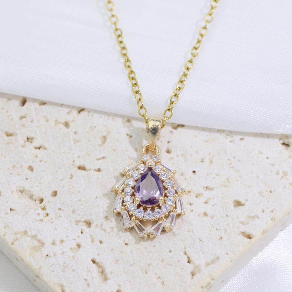 Luxury Drop Shape Pendant Necklaces for Women Fashion Zirconia Necklace Wedding Party Jewelry Accessories