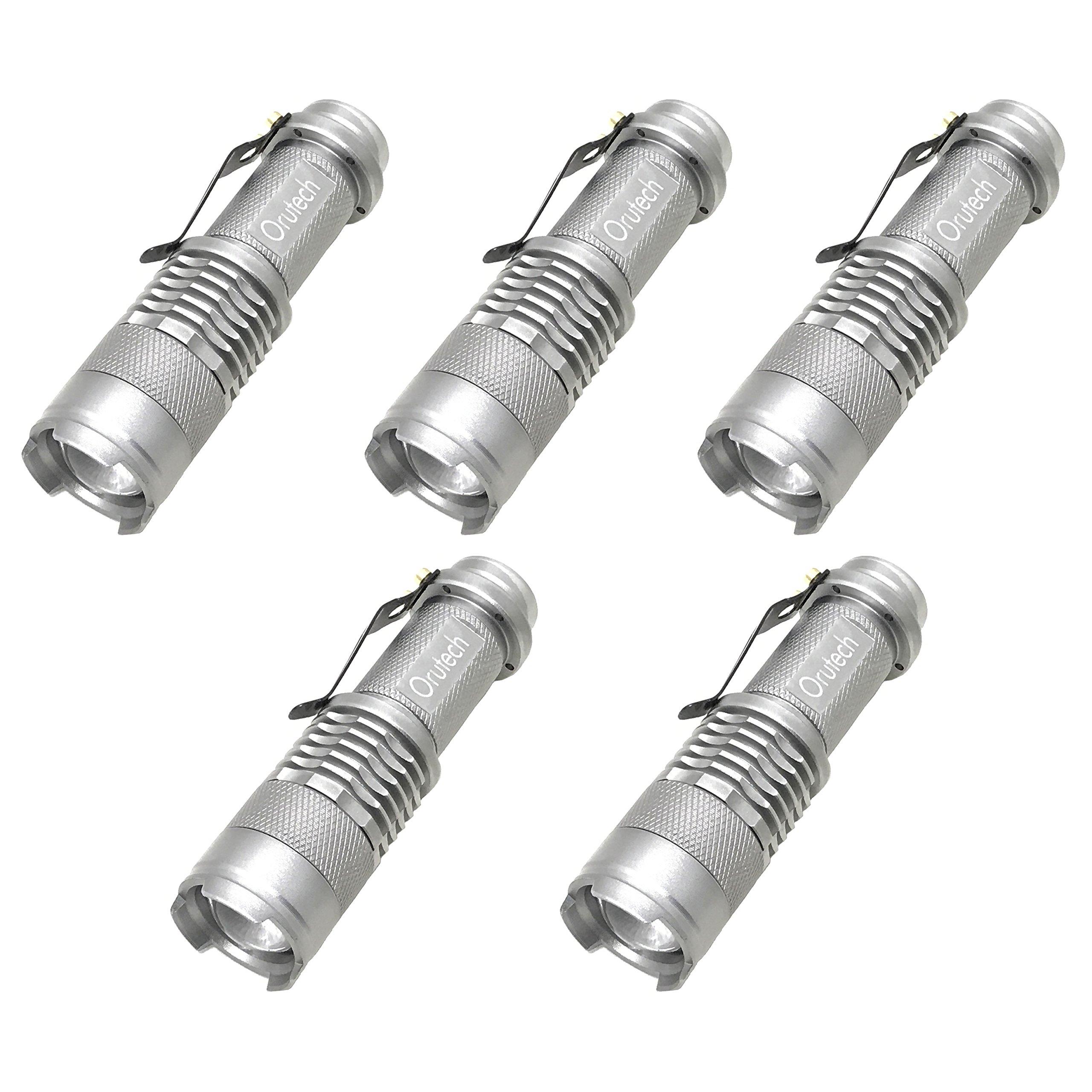 

Ручной светодиодный фонарик Orutech Мини-фонарик с CREE и зум-фокусом Набор серебристых ультракомпактных (Портативные сверхяркие чипы, водонепроницаемые,