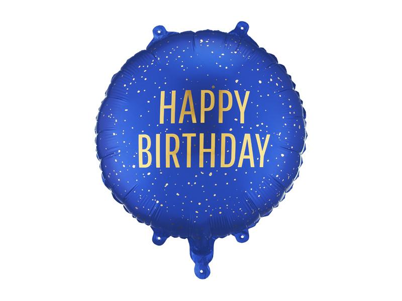 Foil Balloon Happy Birthday Pastille Navy 35x35cm