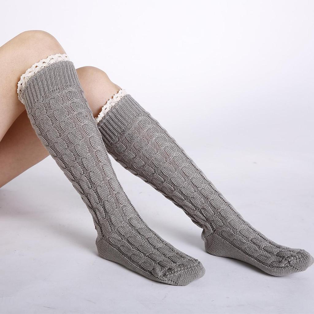 Nouveau Bas tricotés pour femmes Leggings en dentelle épaissie couvre-bottes