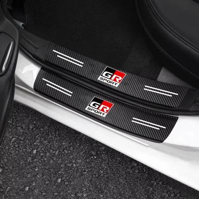 Car Door Sill Protector Sticker Rear Trunk Bumper Film Decals For GR Sport Gazoo Racing Camry Corolla RAV4 CHR Aqua Yaris