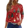 Women's T Shirt Christmas Print 3/4 Sleeve Daily Weekend Fashion Basic Round Neck Regular Top