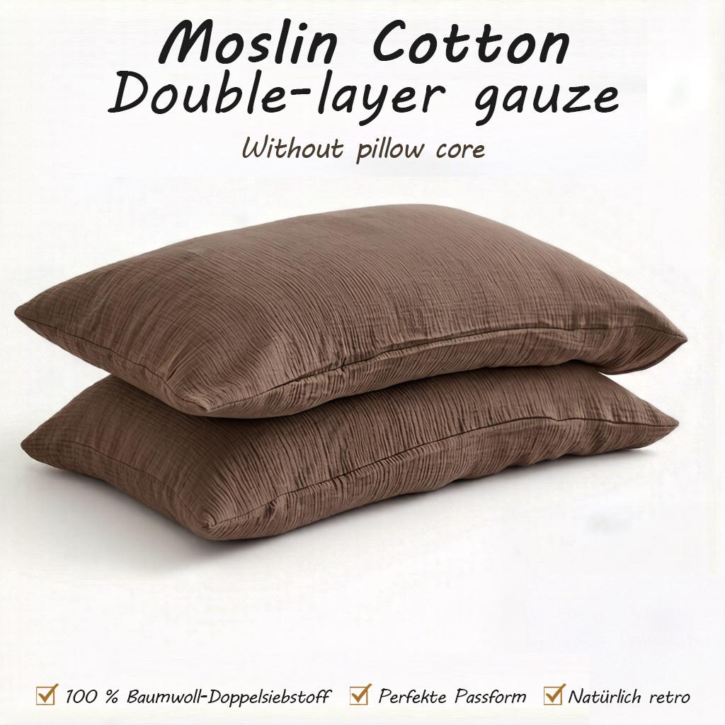 2 Pack Double Layer Cotton Muslin Pillowcases Soft Breathable Bedding for All Seasons Men and Women Bedroom Decor