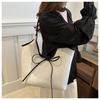 Korean Style Patchwork Canvas Tote Bag Fashion Commuter Handbag with Bow Tie Strap Casual Large Capacity Shoulder Purse CLE