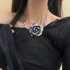 Luxury Metal Rose Necklace Coarse Neck Chain Exaggerated Flower Necklace  Women