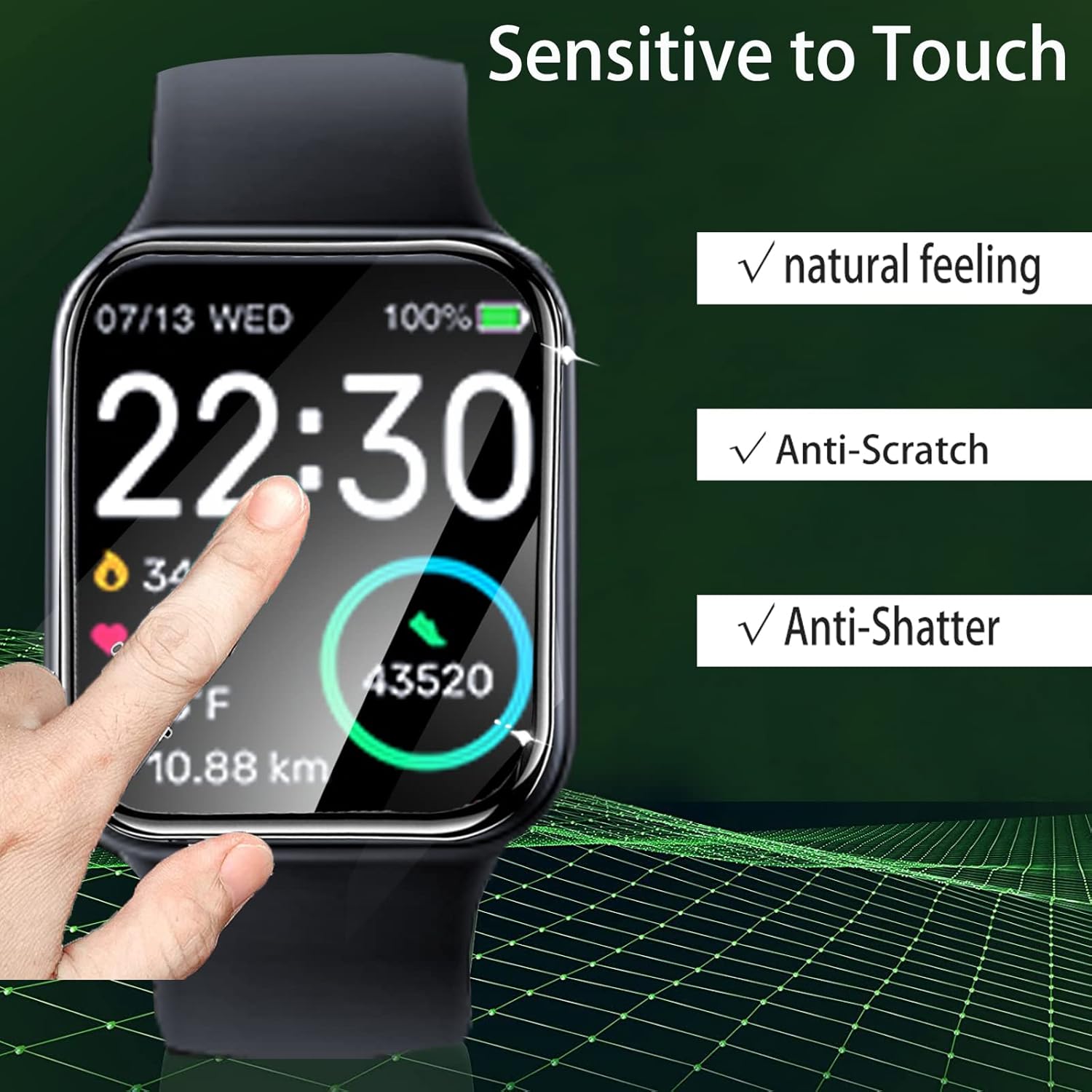 

Compatible for BIGGERFIVE Smart Watch Screen Protector, [3 Pack] 3D Full Coverage PET Soft Screen Protector Film Compatible for BIGGERFIVE BW02 1.8 3 Pack