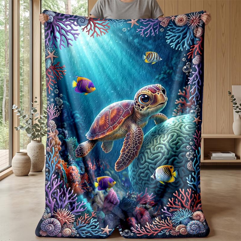 Ocean Life Adventure 51 Theme Blanket Lightweight Warm Flannel Blanket Decorative Throw Blanket for Home Decoration